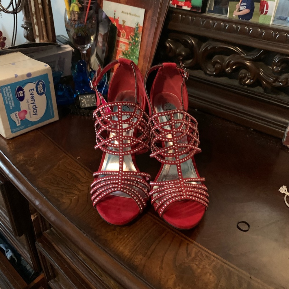 Red heel sandals